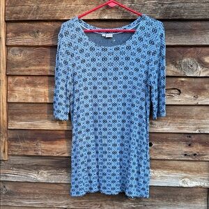 TIANELLO Elegant Blue Lace PRINT Women's Top